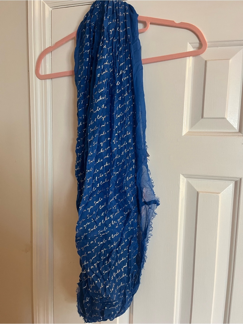 Blue Script Print Lightweight Scarf
